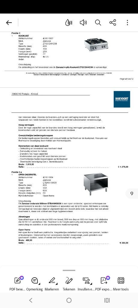 Professionele kookplaat op gas voor horeca, Ophalen, Nieuw, 4 kookzones, Gas