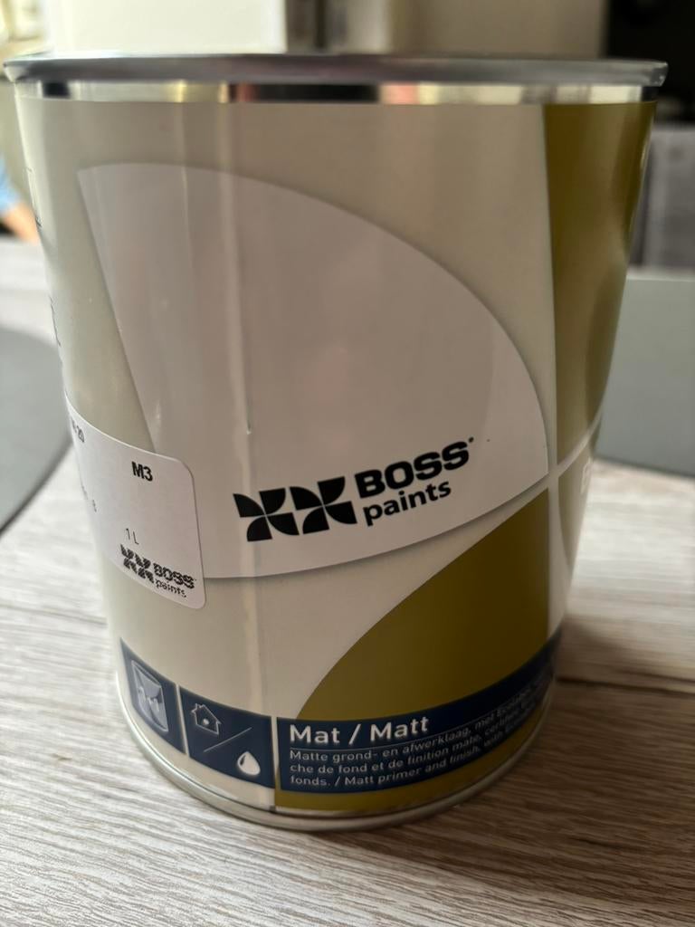 Verf (Grijs) Boss Paints 1L, Doe-het-zelf en Bouw, Ophalen, Nieuw, Verf, Grijs