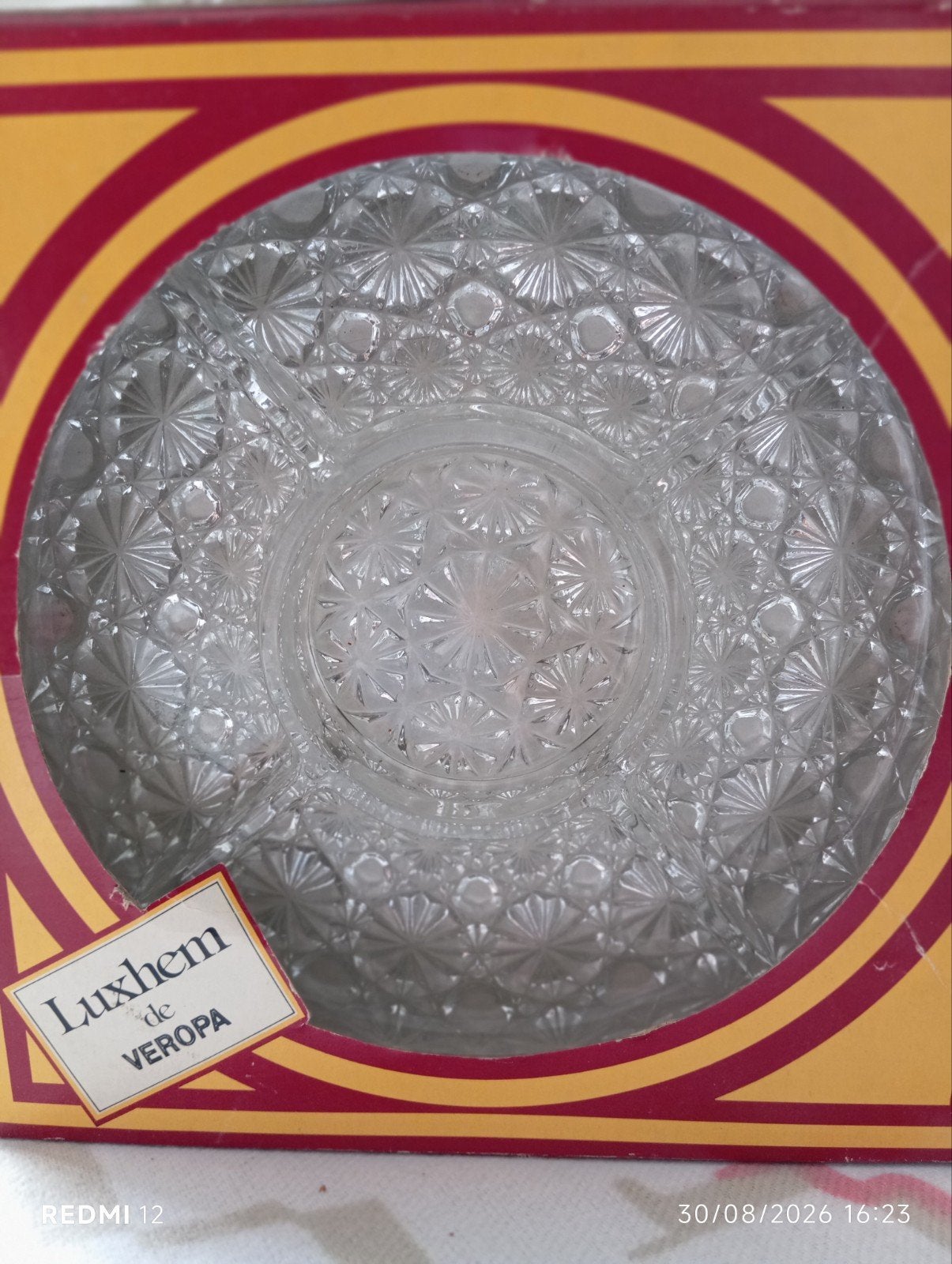 Plateau apéritif / hors-d'œuvre Vintage VEROPA "Luxhem" – En, Enlèvement, Boîte, Relief, Verre