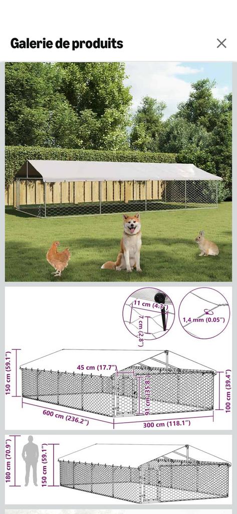 Chenil extérieur avec toit 6x3m, Comme neuf, Enlèvement, 100 cm ou plus, Chenil chien