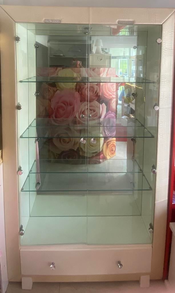 Vitrinekast, Maison & Meubles, Armoires | Vitrines, Comme neuf, 200 cm ou plus, 100 à 150 cm, Avec tiroir(s), Autres matériaux