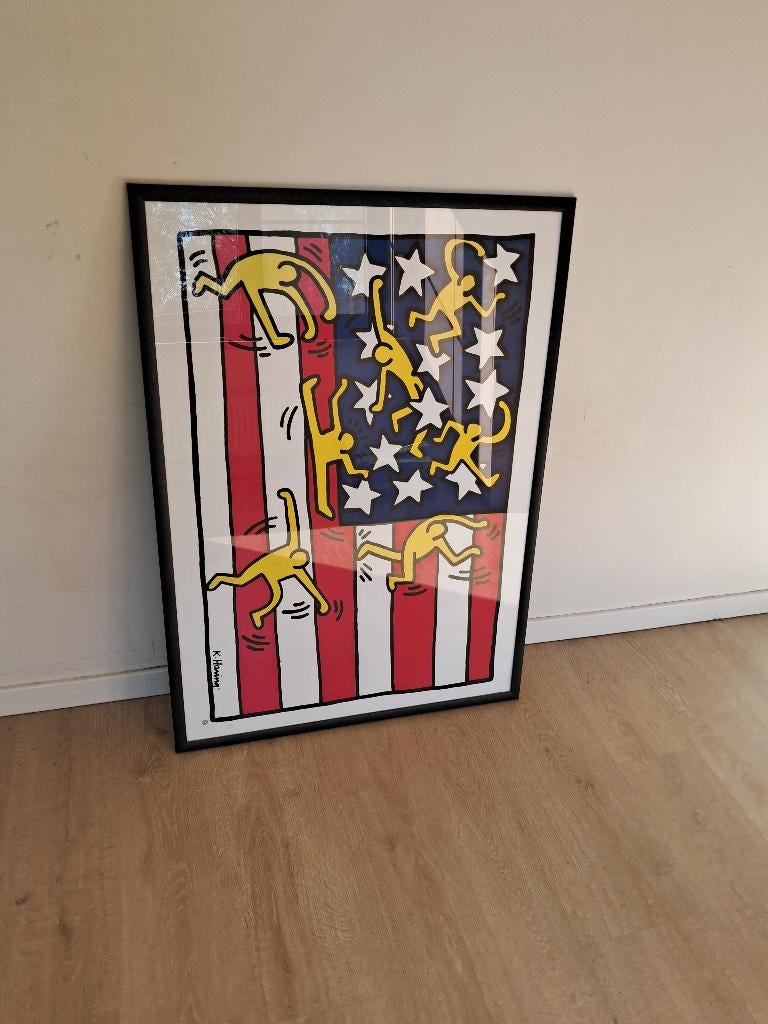grote Keith Haring poster in zwarte lijst, Ophalen
