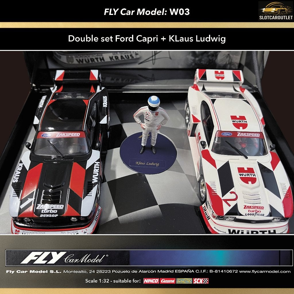 Fly W03 Double set Ford Capri Campeon Klaus Ludwig+Statue‼️, Enlèvement ou Envoi, Neuf, Électrique