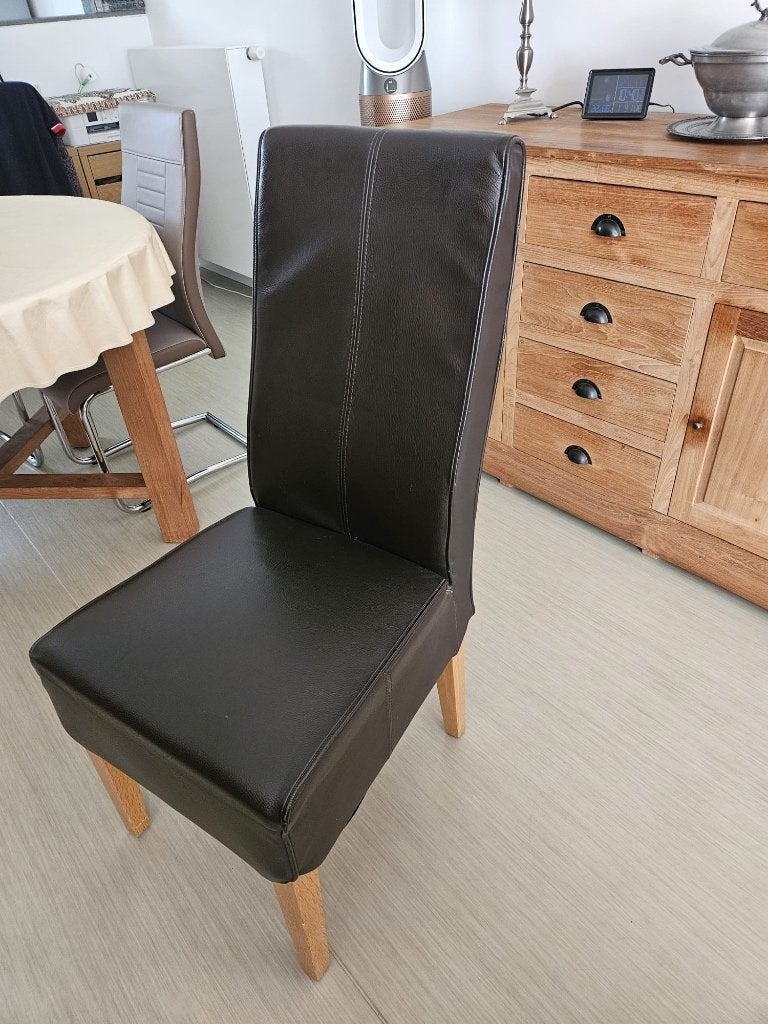 een Texk tafel  + 4 stoelen, Maison & Meubles, Chaises, Enlèvement, Utilisé, Tektafel, Noir