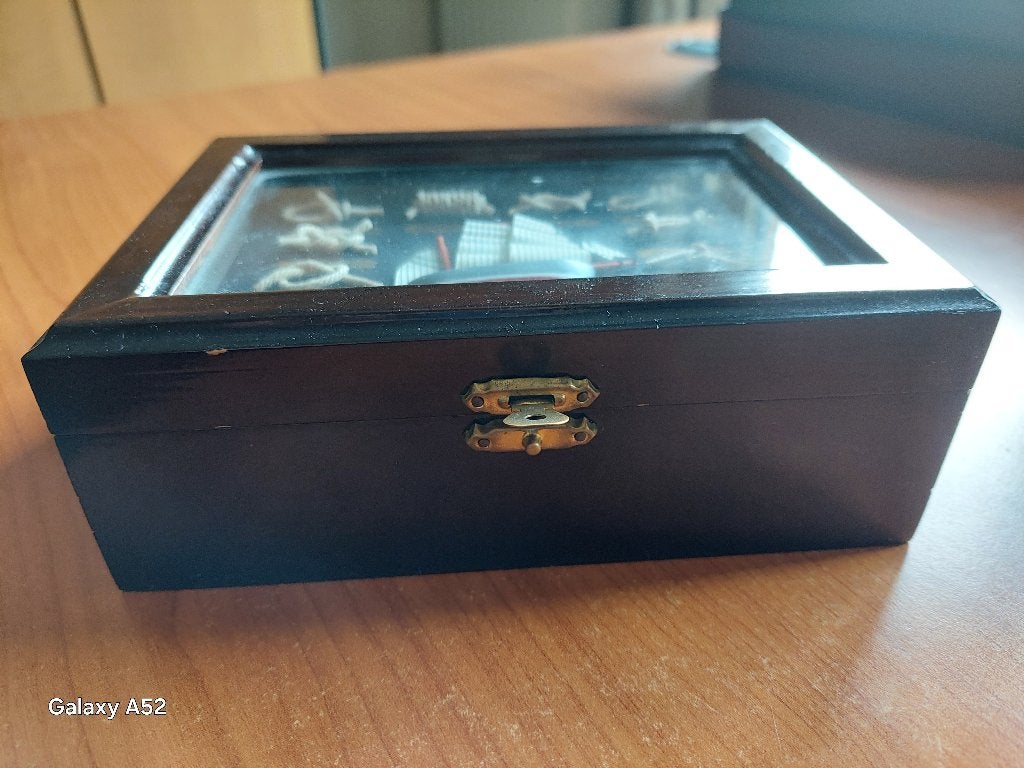 houten opbergdoos met glas: zeemansknopen, Ophalen of Verzenden, Zo goed als nieuw, Zeilboot, Overige typen