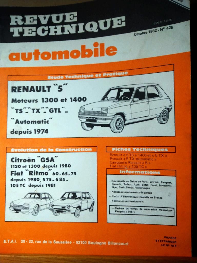 RTA 426 - Renault 5 - octobre 1982, Enlèvement ou Envoi