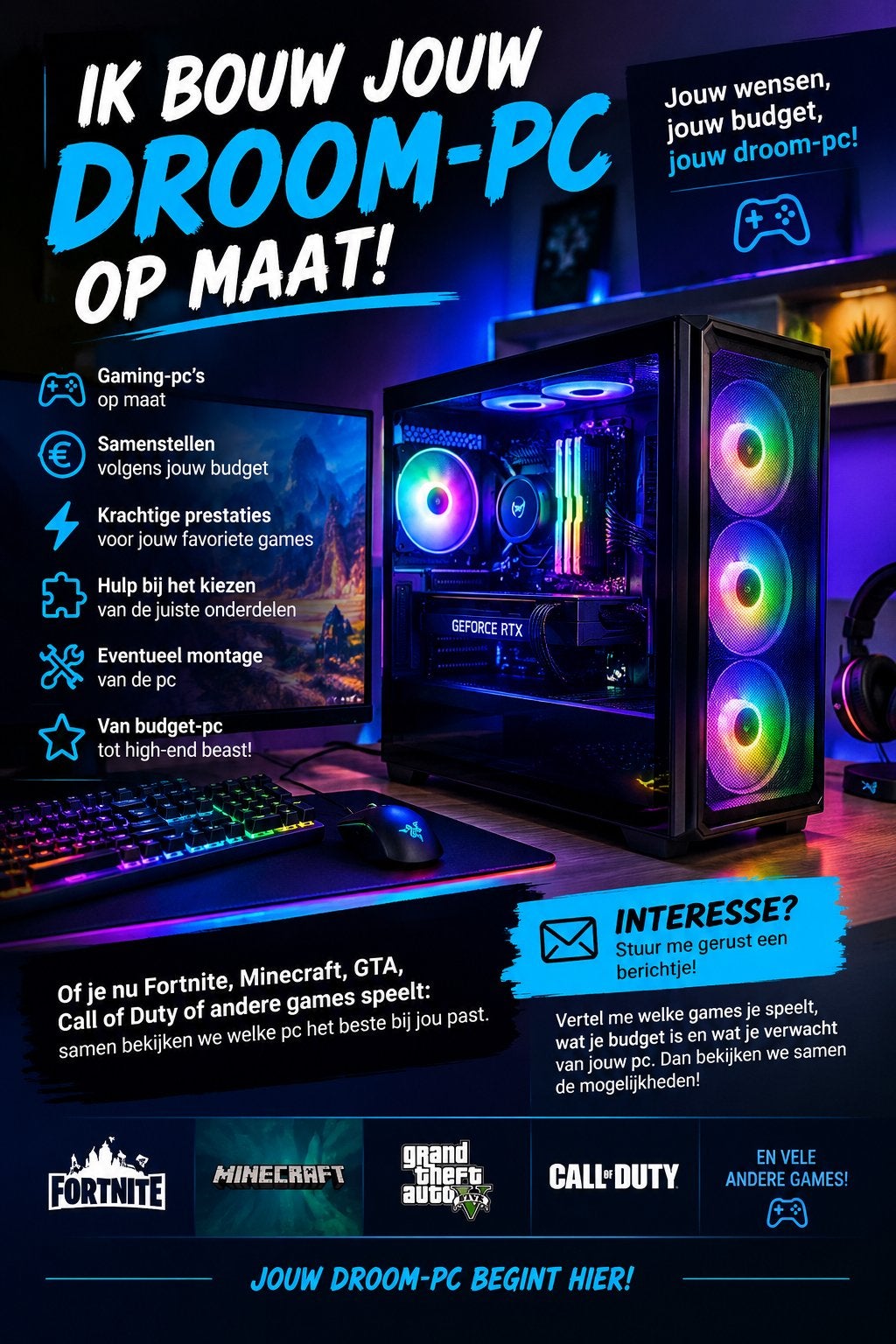 Ik bouw uw droom pc, Ophalen, 32 GB, Nieuw, Gaming