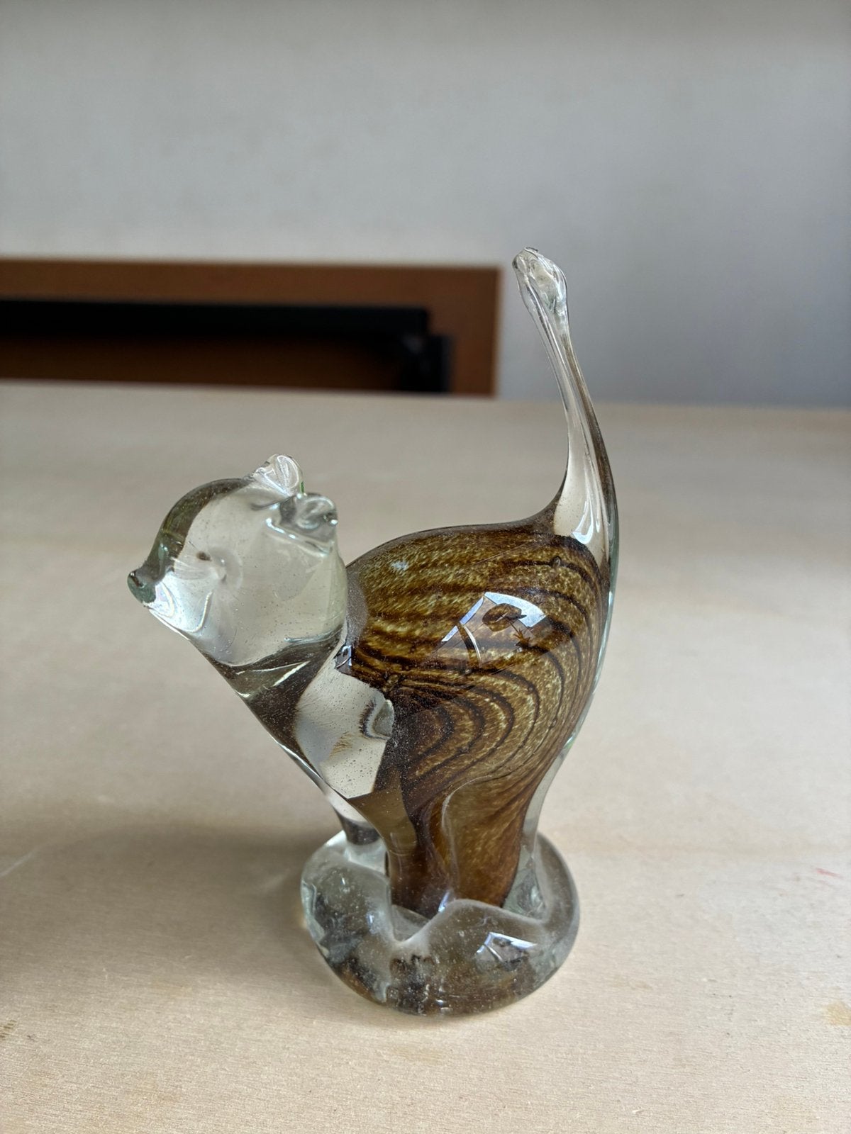 Vintage mondgeblazen glazen kattenfiguur, Ophalen of Verzenden, Zo goed als nieuw, Dier