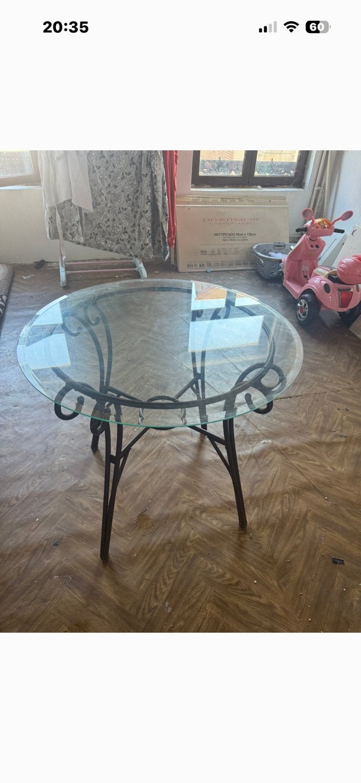 glazen, peritarabel en stalen frame, Tuin en Terras, Ophalen, Gebruikt