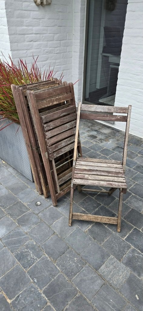 houten plooistoelen, Huis en Inrichting, Ophalen, Gebruikt, Bruin, Vijf, Zes of meer stoelen