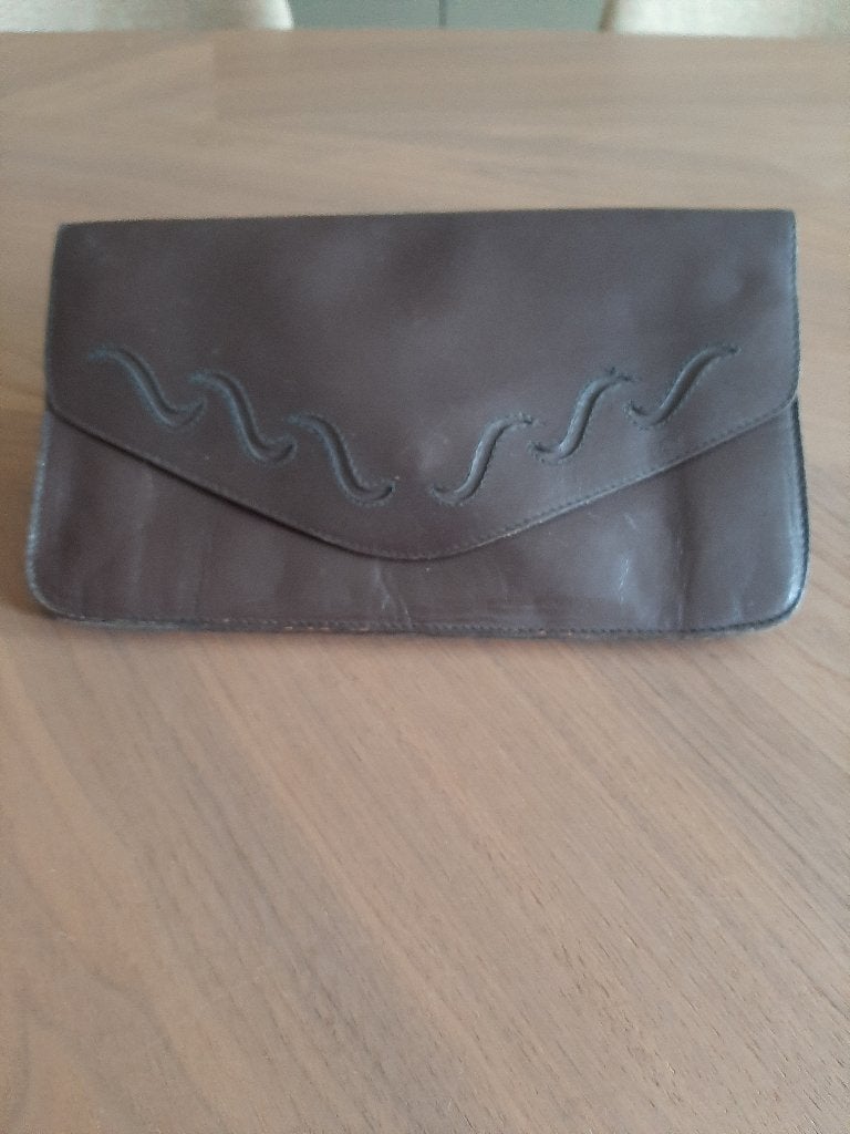 Prachtige bruin lederen vintage "clutch", Handtassen en Accessoires, Tassen | Damestassen, Ophalen of Verzenden, Zo goed als nieuw