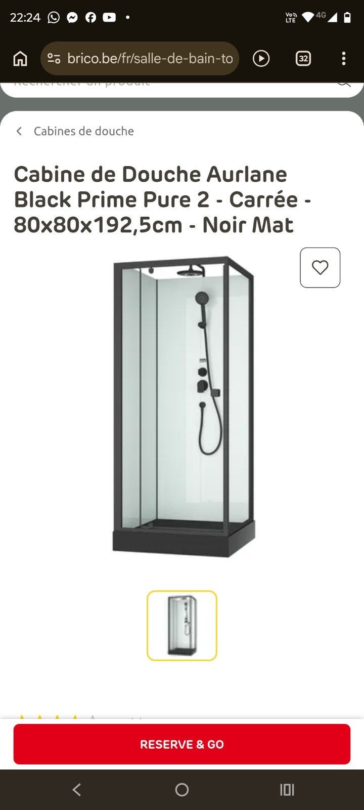 Cabine de Douche 80x80, Bricolage & Construction, Sanitaire, Enlèvement, Neuf, Verre, Douche