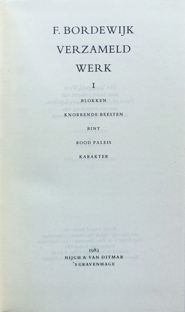 Verzameld Werk F. Borderwijk de eerste 9 delen, Boeken