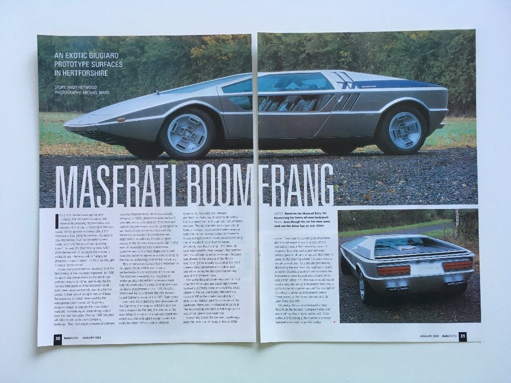 Article sur le Maserati Boomerang, Enlèvement ou Envoi, Comme neuf, Autres marques