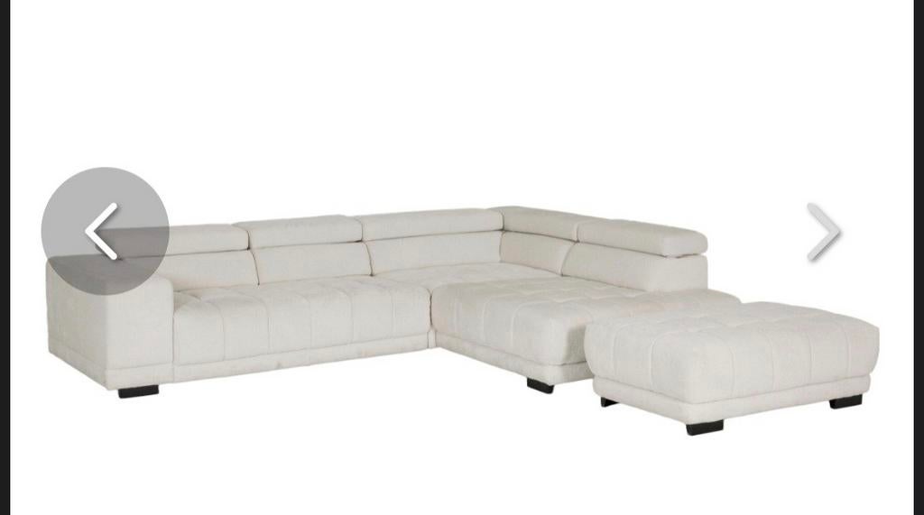 Hoeksalon 323x222cm stof naturel met extra poef, Huis en Inrichting, Ophalen, Zo goed als nieuw, Stof