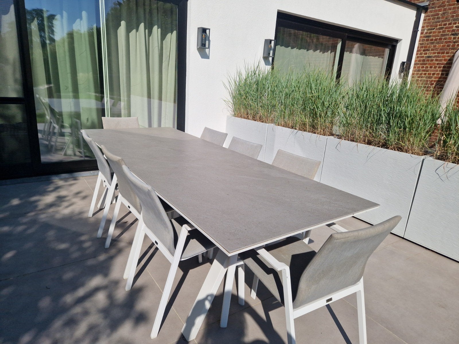 Table de jardin propre gris-blanc 8 personnes, Jardin & Terrasse, Ensembles de jardin, Enlèvement