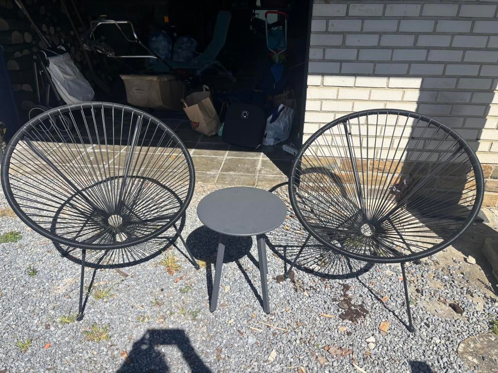 Ensemble 2 fauteuils et 1 table comme neuf., Tuin en Terras, Tuinsets en Loungesets, Ophalen, Zo goed als nieuw