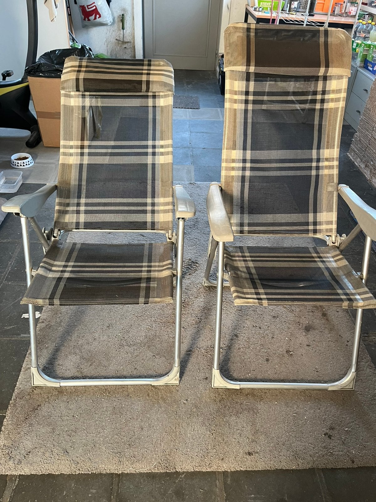 2 plooistoelen  kampeer camper - verstelbaar, Ophalen, Zo goed als nieuw