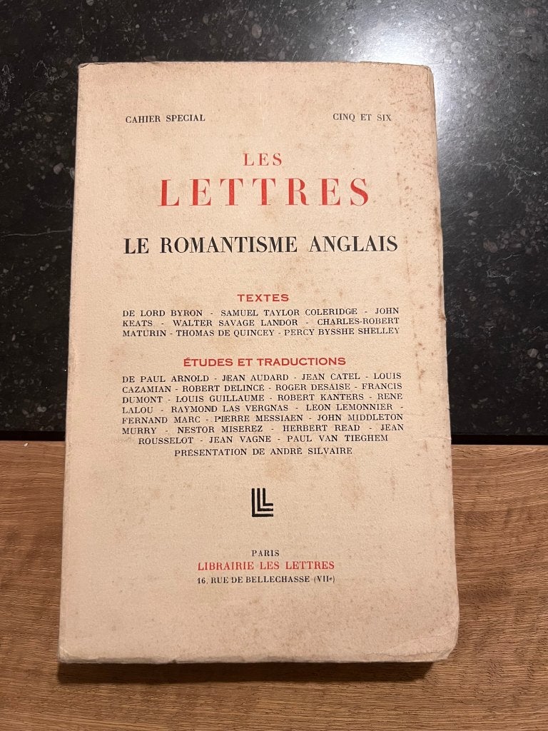 Les Lettres le Romantisme anglais, Enlèvement ou Envoi, Utilisé, Un auteur