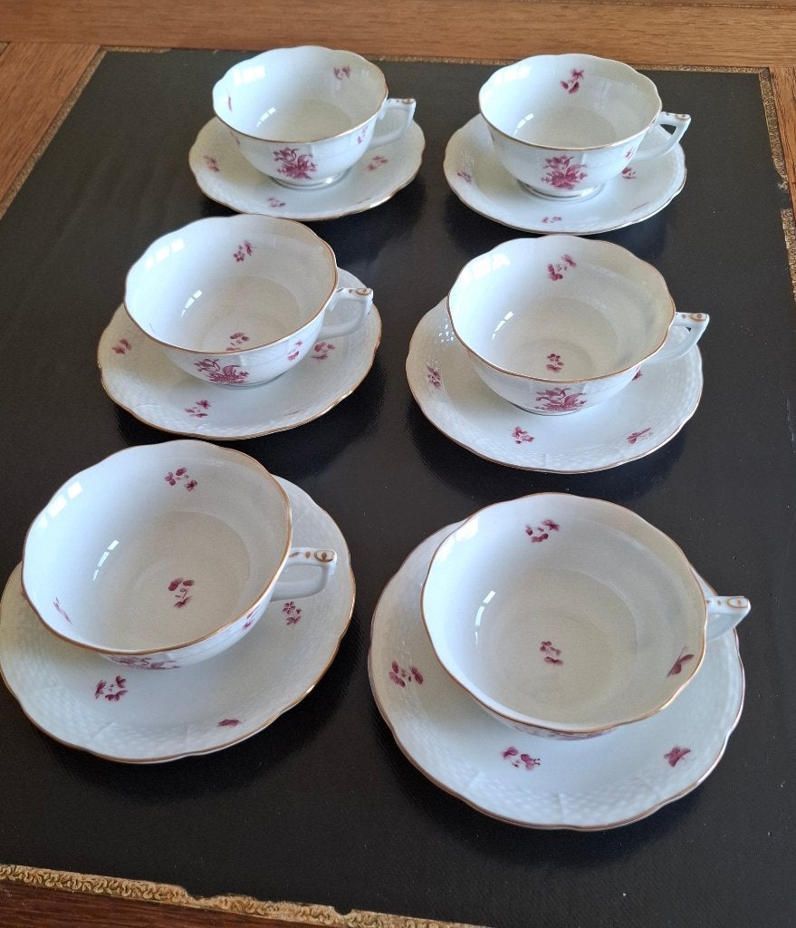 Service 6 Tasses - Porcelaine fine HEREND Appony Purpur 1942, Enlèvement