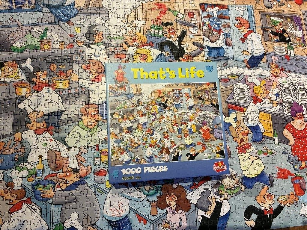 Puzzel van 1000 stukjes: That's Life Kitchen Puzzle, Ophalen of Verzenden, 500 t/m 1500 stukjes, Gebruikt, Legpuzzel