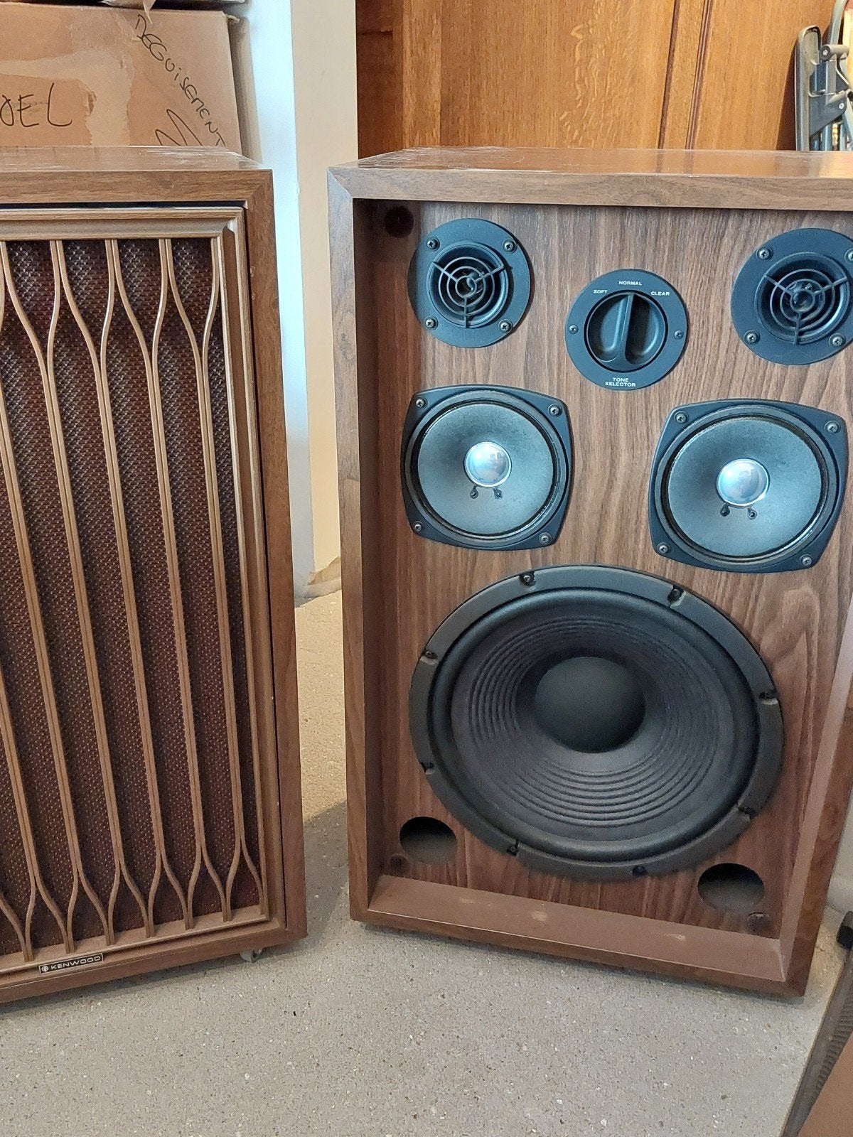 Enceintes Kenwood brunes sur roulettes, TV, Hi-fi & Vidéo, Autres marques, Enceinte portable, Enlèvement, Utilisé