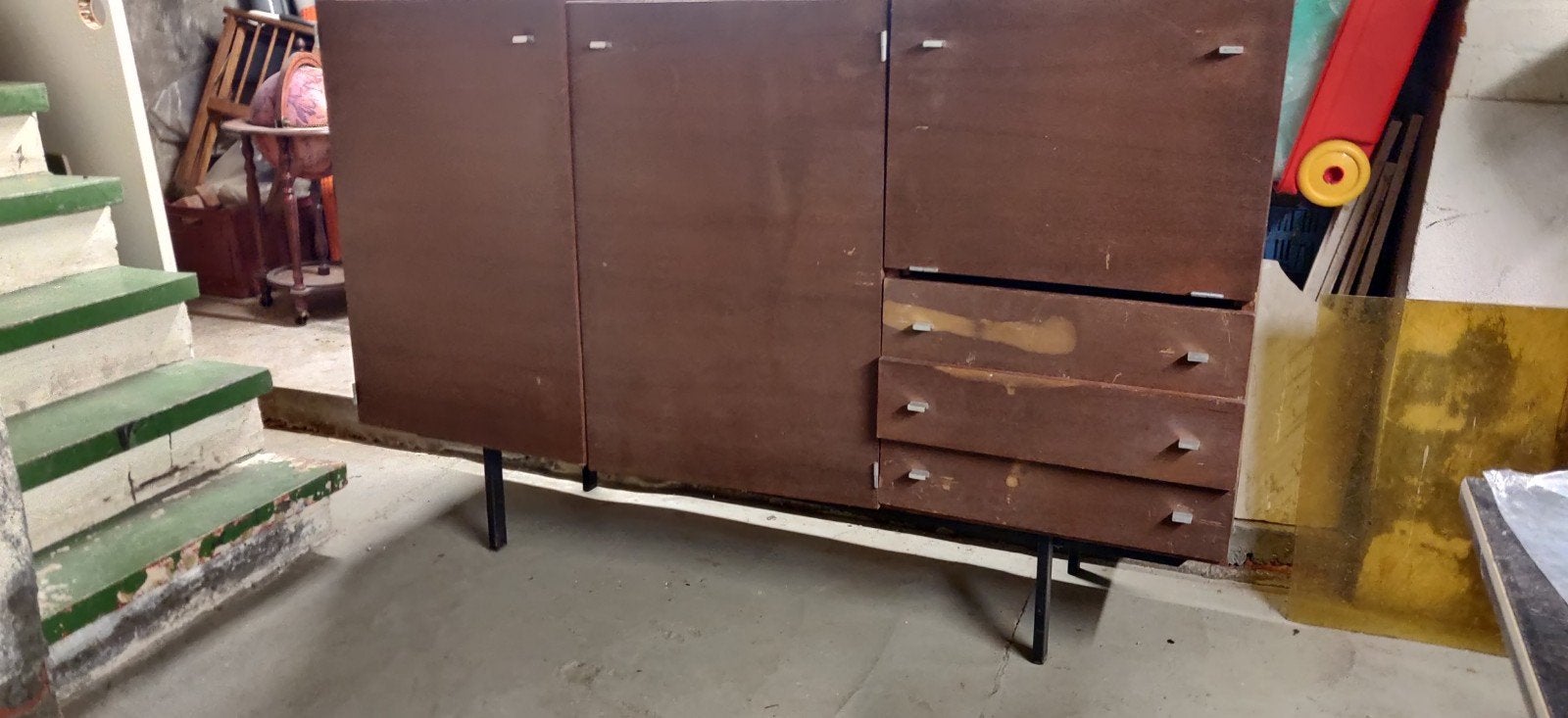 highboard Pierre Guariche - Meurop, Ophalen, Gebruikt, Overige houtsoorten, Met lade(s)