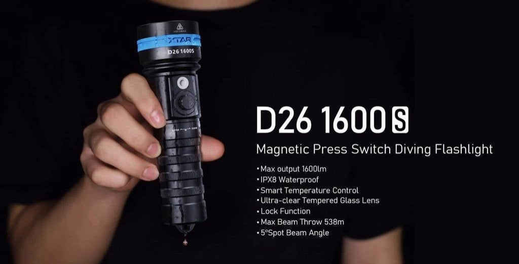 XTAR D26 1600S Lumen “ Nieuw “ 109€ - Ecocheques, Watersport en Boten, Duiken, Ophalen of Verzenden, Nieuw, Duiklamp