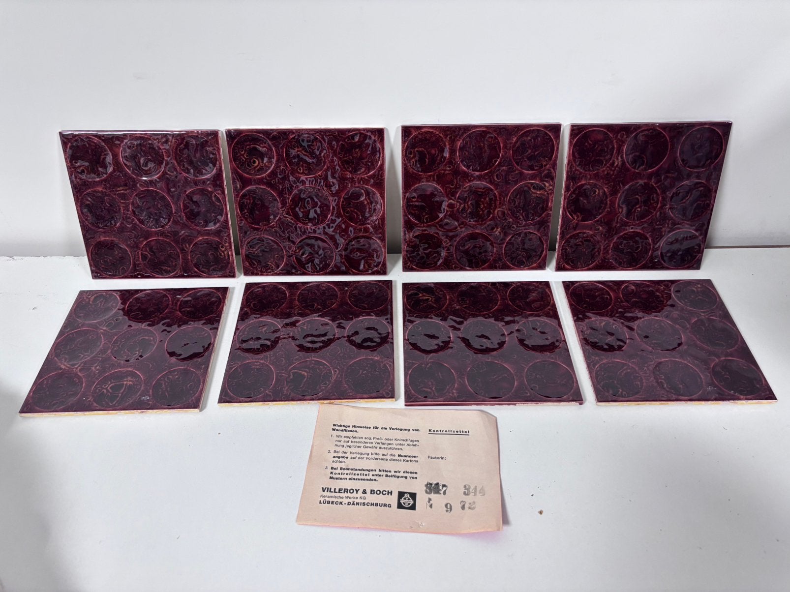8 Vintage vulkaanrood Villeroy & Boch Baltic wandtegels 1970, Antiek en Kunst, Ophalen of Verzenden