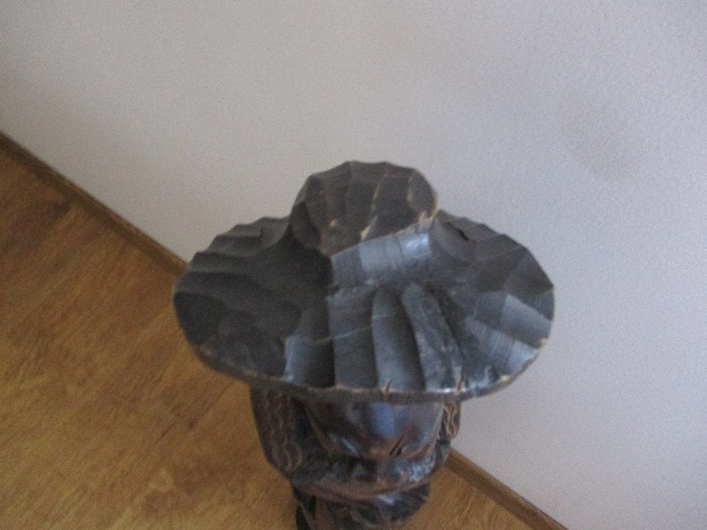 Groot handgesneden Afrikaans Houten beeld - 79 cm, Ophalen, 50 - 100 cm, Beeld, Hout