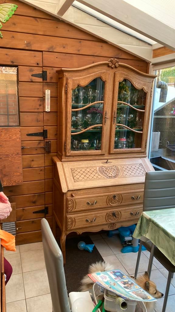 Secretair kast volhout eik, Antiquités & Art, Antiquités | Meubles | Armoires, Enlèvement