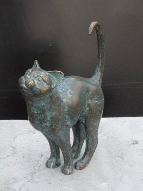statue chat qui fait le gros dos en bronze, Antiquités & Art, Enlèvement ou Envoi, Bronze