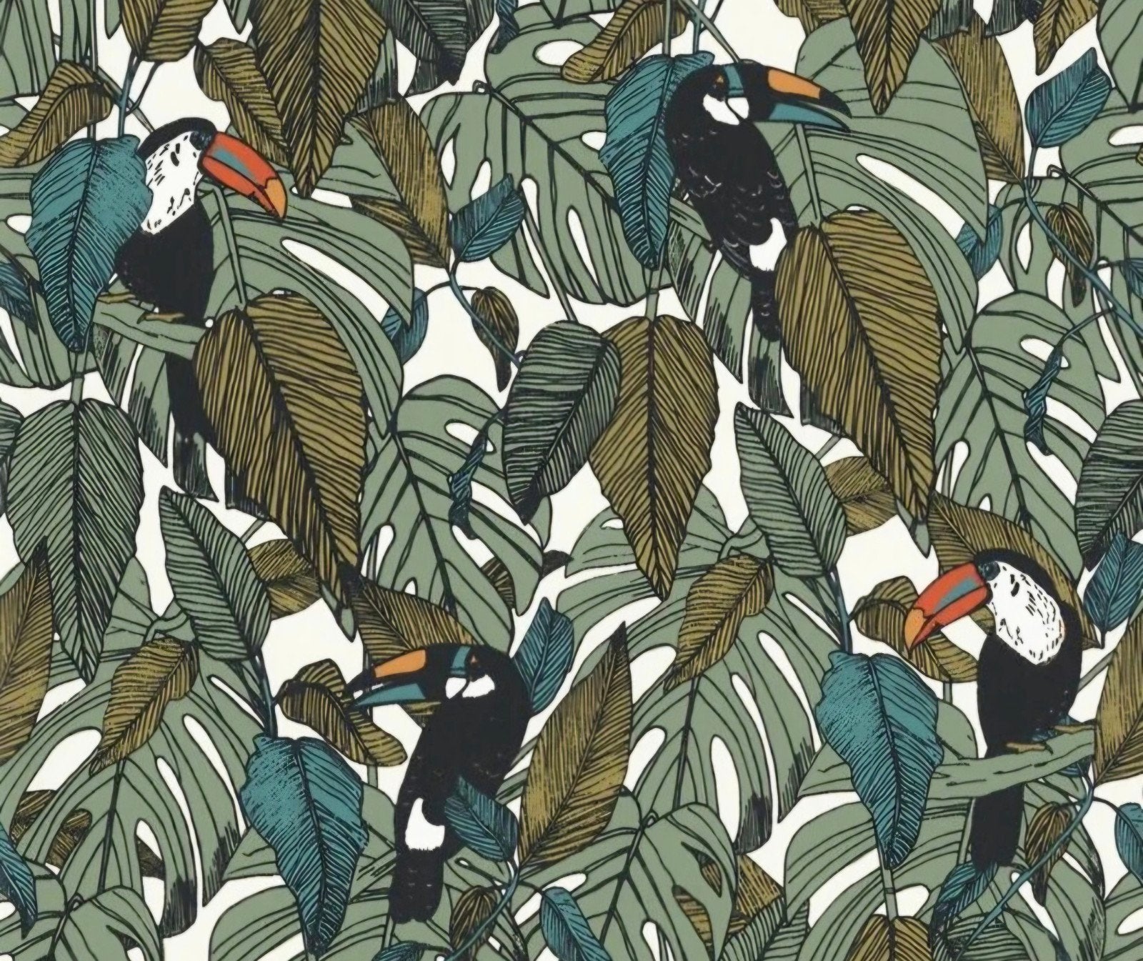 Papier peint haut de gamme Casamance tropical toucans, Maison & Meubles, Enlèvement ou Envoi, Papier peint
