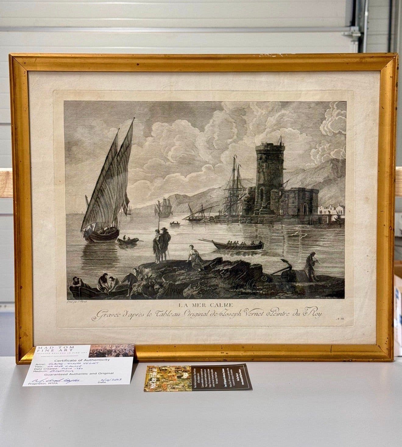 Claude Joseph Vernet (1714-1789) La Mer Calme Gravure ART, Enlèvement ou Envoi, Gravure, Signé, 1700 - 1799