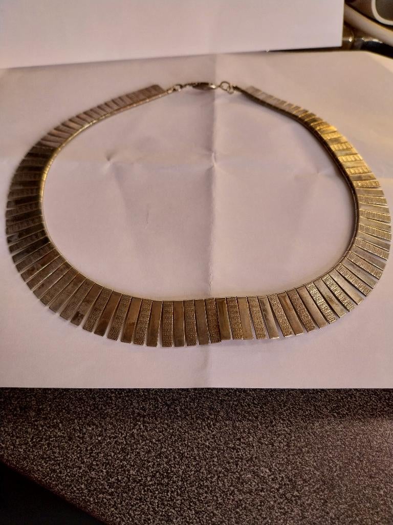 PRACHTIGE VINTAGE ART DECO KETTING UIT 1930 IN ZILVER, Wit, Ophalen of Verzenden, Zo goed als nieuw, Met edelsteen