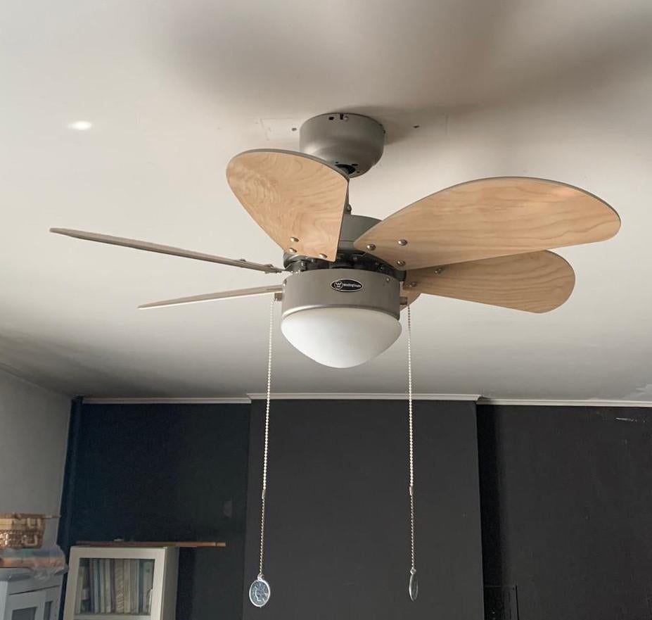 Lampe plafond suspendu avec fans, Enlèvement, Comme neuf, Verre
