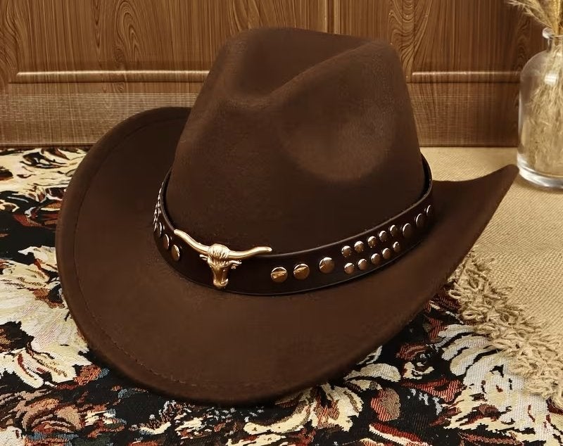 Western Cowboyhoed Brede Rand Met Bulldog klinknagels Nieuw, Ophalen of Verzenden, Nieuw, Hoed