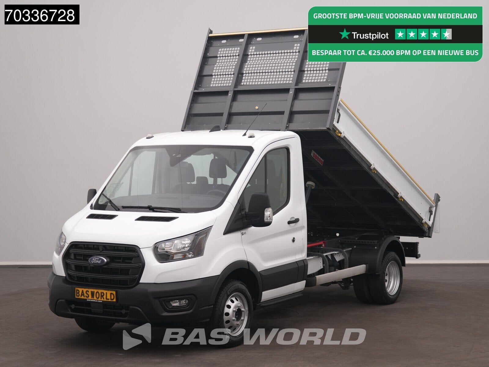 Ford Transit 165pk Kipper Dubbellucht 3,5t Trekhaak Airco Ca, Stof, 4 cilinders, Wit, Bedrijf
