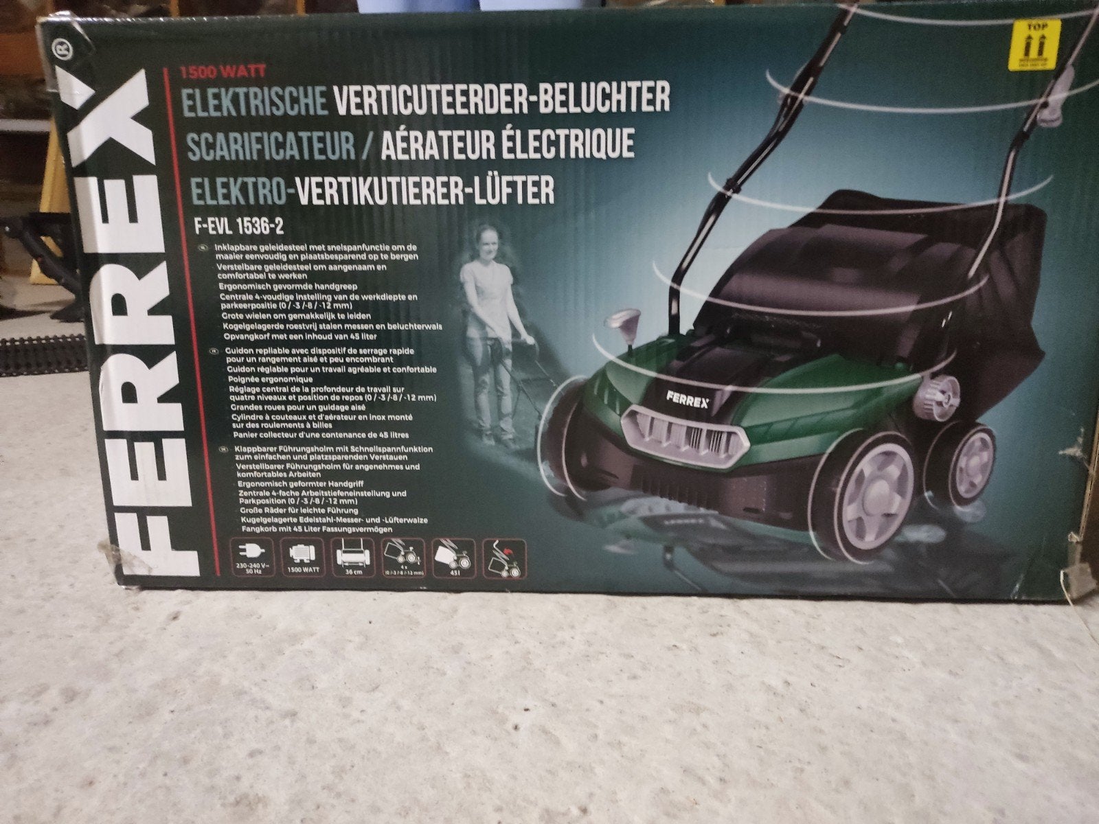 ferrex elektrische verticuteerder, Jardin & Terrasse, Scarificateurs, Enlèvement ou Envoi, Comme neuf, Électrique, Ferrex