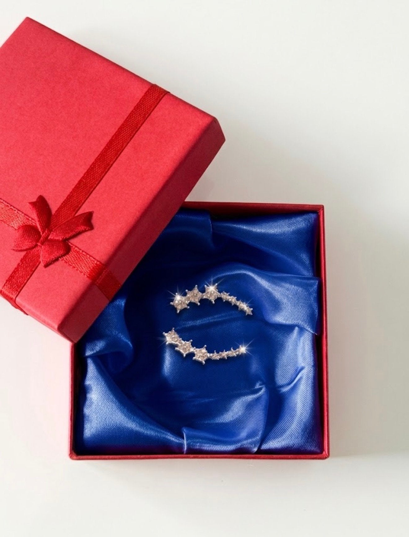 Elegante ziverkleurige oorbellen in doosje, Bijoux, Sacs & Beauté, Boucles d'oreilles, Envoi, Comme neuf