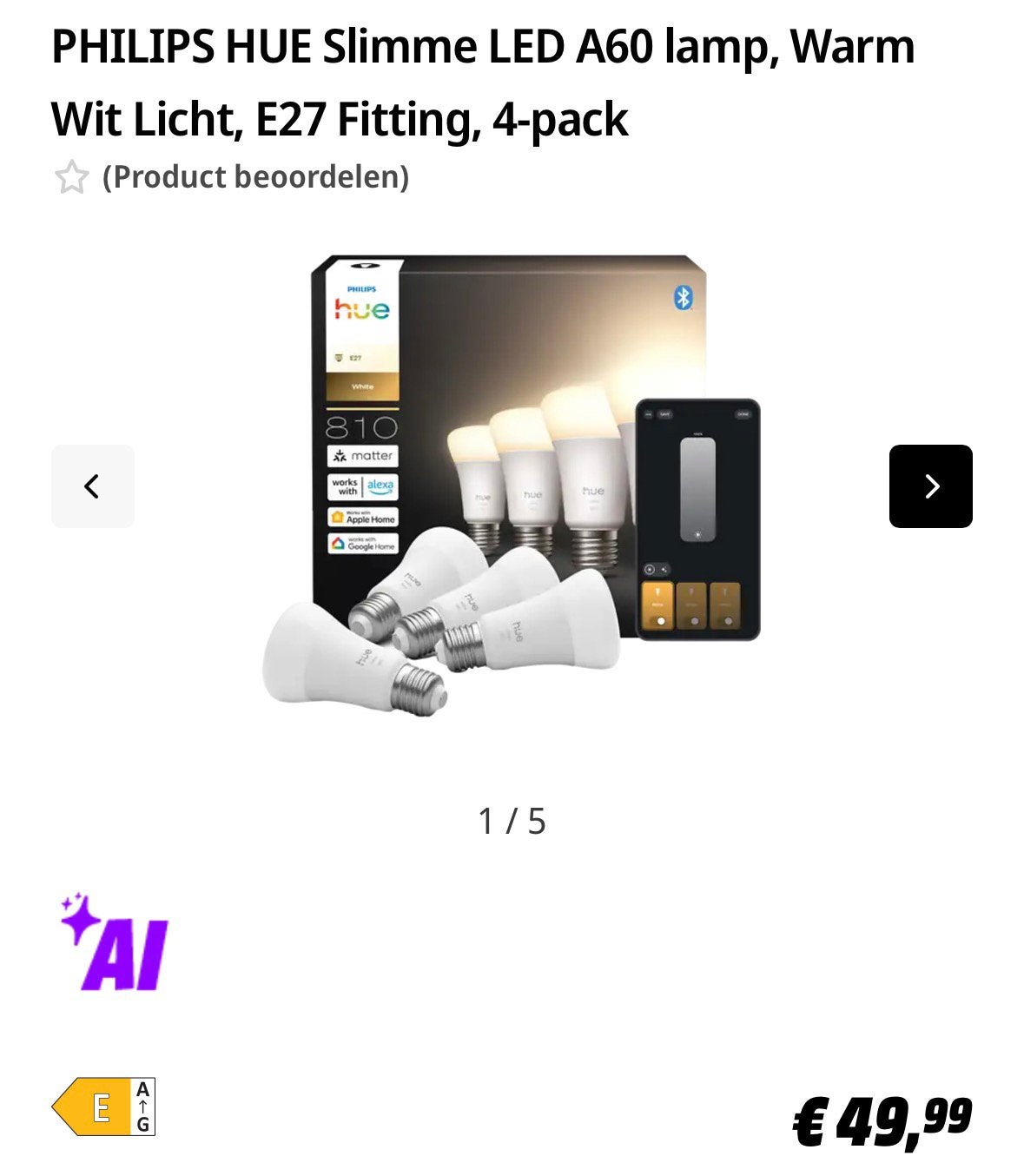 2x Philips Hue White Ambiance E27, Huis en Inrichting, Lampen | Losse lampen, Ophalen of Verzenden, Zo goed als nieuw, Philips