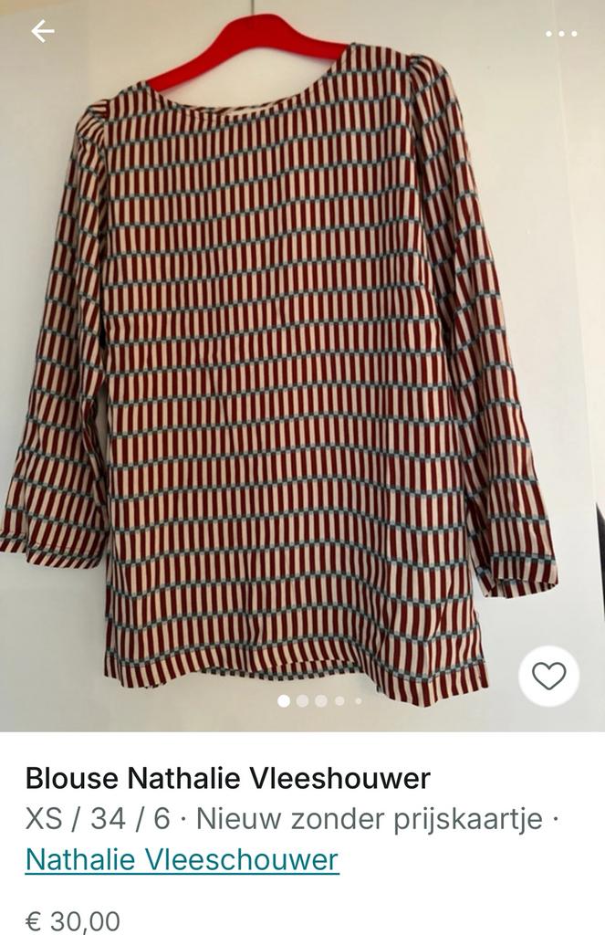 Blouse Nathalie Vleeschauwer, Kleding | Dames, Ophalen of Verzenden, Zo goed als nieuw, Maat 34 (XS) of kleiner