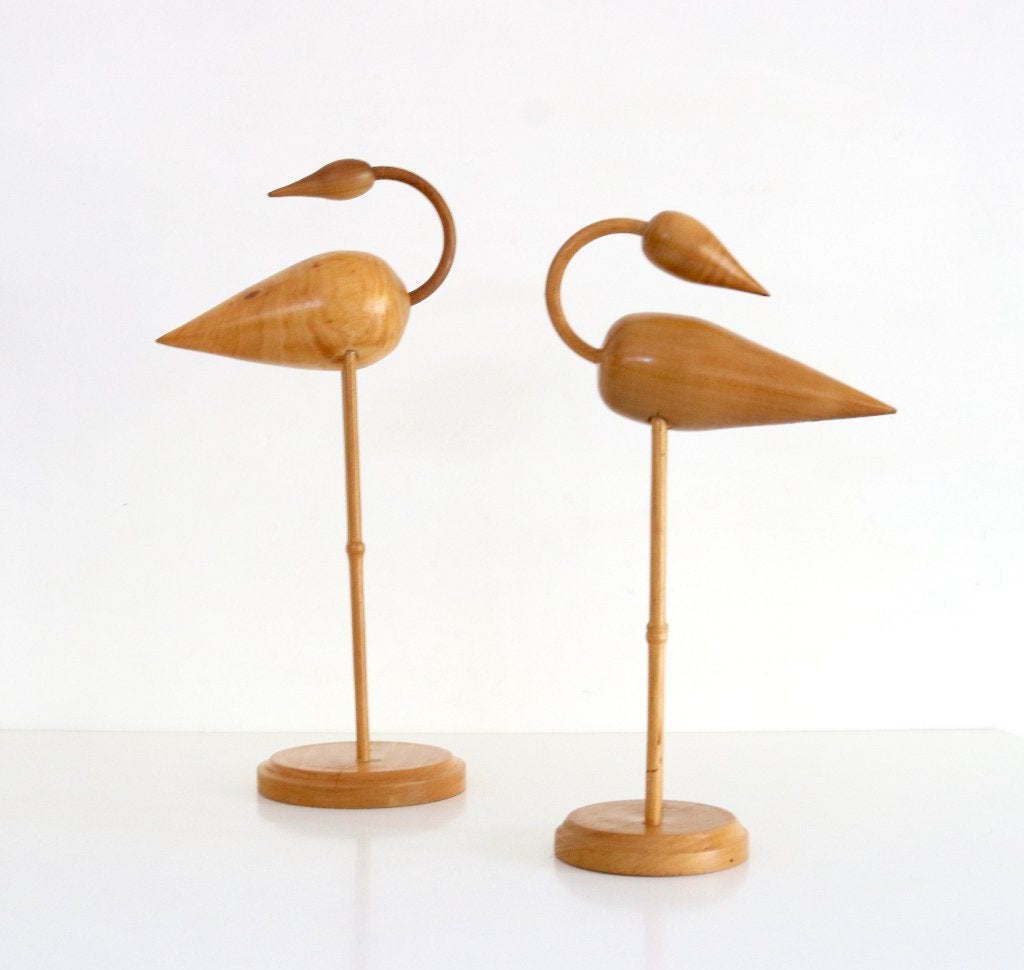 2 vintage houten sculptuur van vogels, Antiek en Kunst, Ophalen, Hout