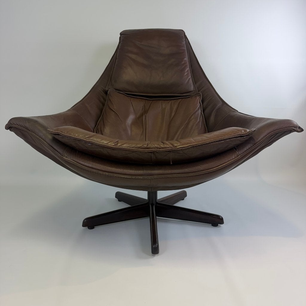 “Master” draaistoel van buffelleer van Leolux, Hout, Gebruikt, 75 tot 100 cm, Ophalen of Verzenden