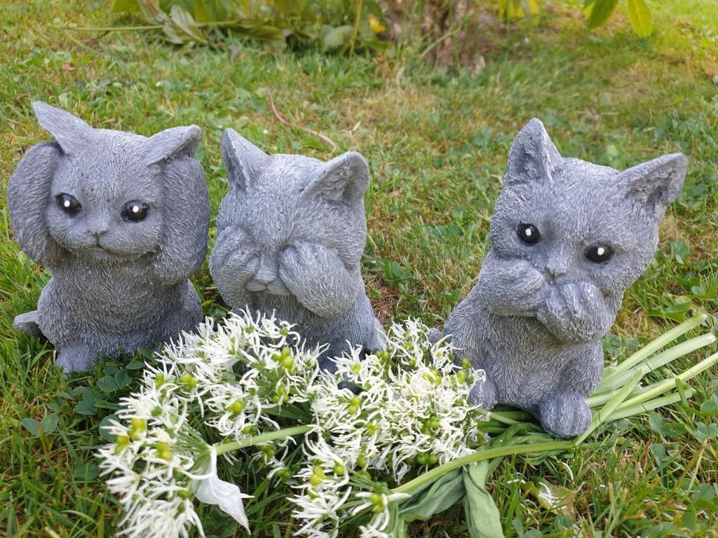 poes , horen zien en zwijgen, Tuin en Terras, Tuinbeelden, Ophalen of Verzenden, Nieuw, Steen