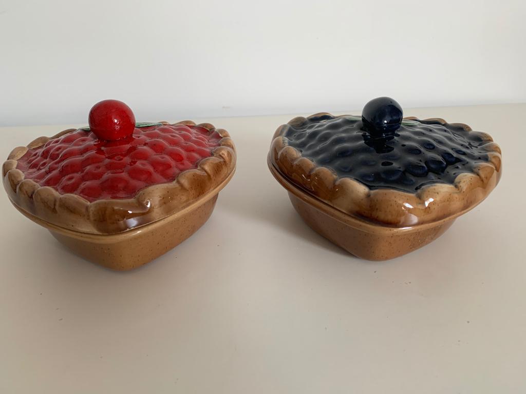 Harten koekjes taartjes fruit kersen 2 potjes rood blauw, Ophalen of Verzenden
