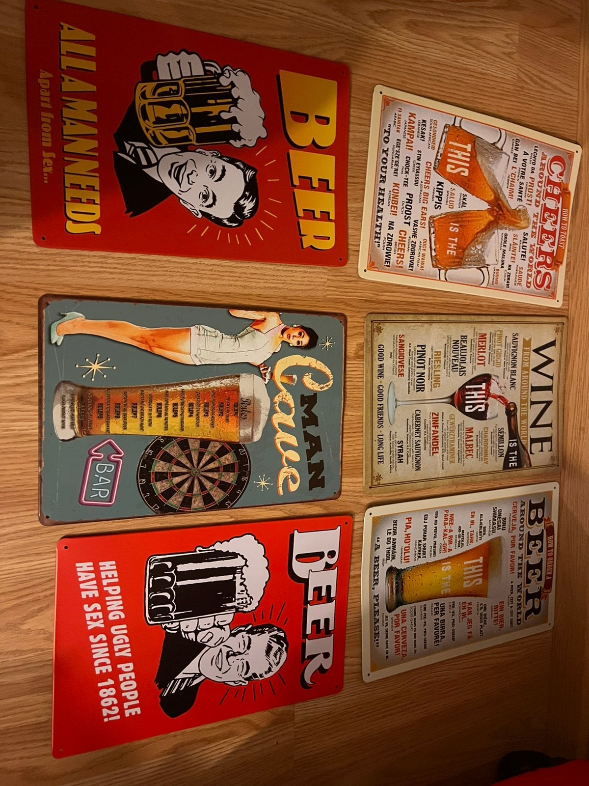 Metalen plaatjes men cave €6 per stuk, Ophalen of Verzenden, Zo goed als nieuw