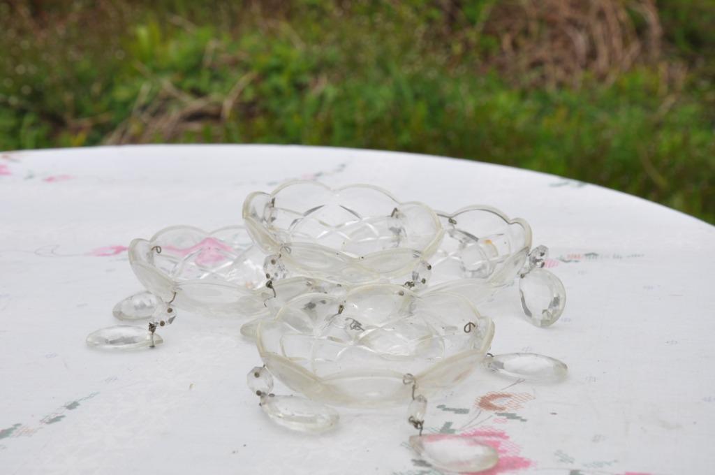 4 coupelles avec pampilles lustre ou applique, Ophalen of Verzenden