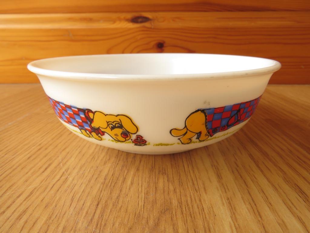 vintage arcopal bol pour enfant motif chien topsi 60, Enlèvement ou Envoi, Utilisé, Récipient(s)