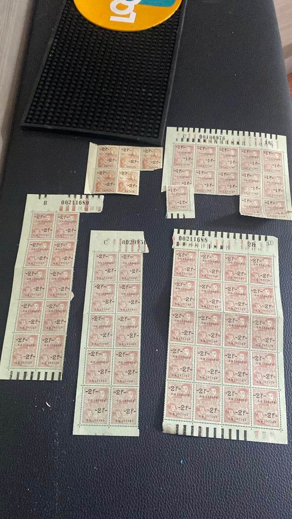Belgische postzegels van 1F en 2F (totaal 58st), Ophalen
